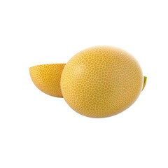 A whole and half cantaloupe, showcasing its textured skin and vibrant orange flesh, ideal for culinary use.