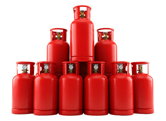 White propane gas cylinder tank isolated on transparent background