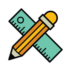 crossed ruler with pencil vector logo template