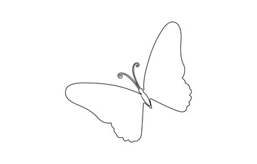 Continuous line drawing of beautiful butterfly. Single one line art of flying, Butterfly continuous one line drawing. Flying moth. Flying animal concept vector illustration.