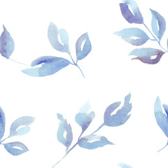 Seamless pattern with watercolor leaves