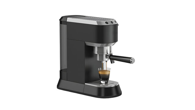 A sleek espresso machine brewing coffee, showcasing modern design and functionality for coffee enthusiasts.