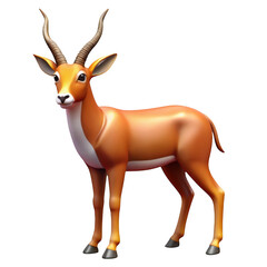 Fototapeta premium 3D Gazelle isolated on transparent background for wildlife illustration and design.