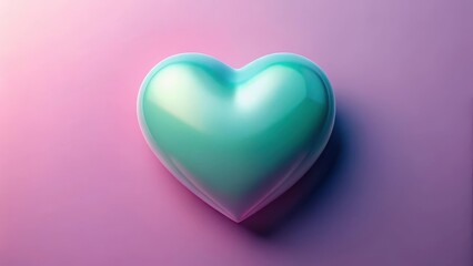 Fototapeta premium Minimalist Valentine's Day heart in lavender and teal tones on a soft gradient pink background contemporary love concept