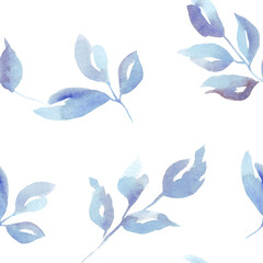 Seamless pattern with watercolor leaves