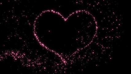 valentines day heart shape frame pink sparkle particle glitters light trail alpha channel loop 4k animation, shiny glowing red stars isolated on transparent background love motion design element	 - Powered by Adobe