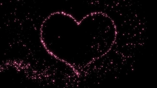 valentines day heart shape frame pink sparkle particle glitters light trail alpha channel loop 4k animation, shiny glowing red stars isolated on transparent background love motion design element	 - Powered by Adobe