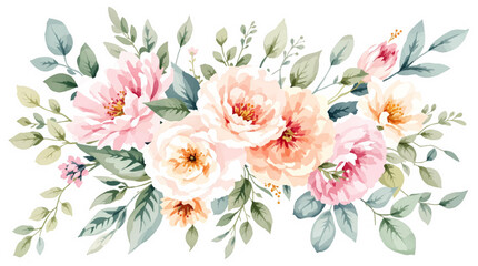 Set bouquet of flowers watrecolor