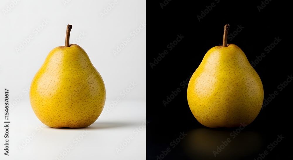 Poster fresh pear on contrasting backgrounds comparison of light and dark isolated showing differences in l