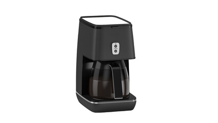 A sleek black coffee maker designed for brewing fresh coffee efficiently.