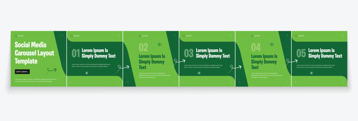 Instagram carousel template layout design for five tips sharing on social media. Linkedin carousel banner design vector template	