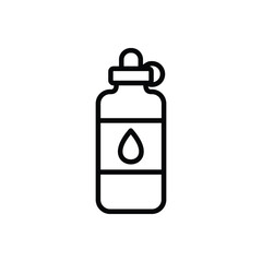 Water Bottle Icon, Reusable Sports Bottle, Hydration Container Line Art, Black and White Vector