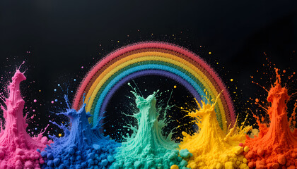 rainbow in the night |  abstract rainbow background | Abstract Night Sky with Starry Light and Colorful Gradient Spectrum | Colorful Galaxy Space Background with Glowing Stars and Nebula Light 