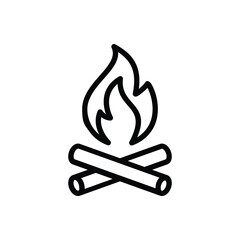 Campfire Icon, Minimalist Bonfire Illustration, Outdoor Fire Symbol