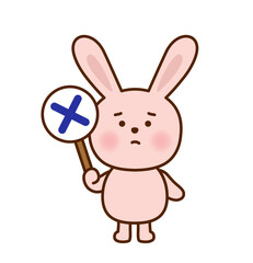 ×の札を持つうさぎのかわいいイラスト（ベクター）