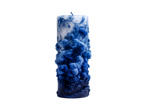 Blue ink marble effect candle decor home decor, Isolated On White, Png Transparent
