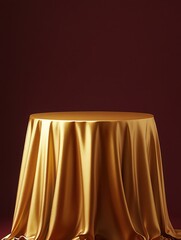 Golden Drape Luxurious Fabric on an Abstract Form