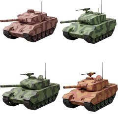 tanks in contrasting military colors - animation