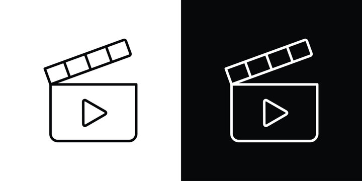 Film clapperboard icon in black. flat graphic vector icon
