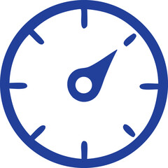 Simple blue dial gauge icon representing speed measurement or progress tracking