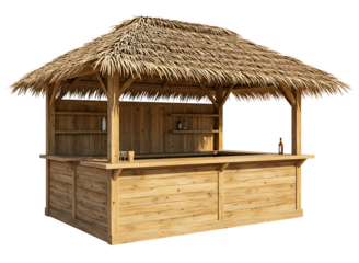 Tropical tiki bar hut isolated on transparent background