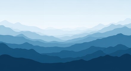 Fototapeta premium Scenic Blue Mountain Range Silhouette Layered Landscape Art