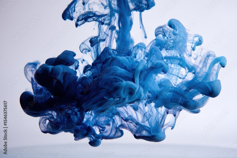 Poster this stock image features mesmerizing abstract fluid ink waves in shades of blue and white blending 