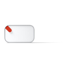 A simple white toggle switch with a red indicator, representing an on/off function.