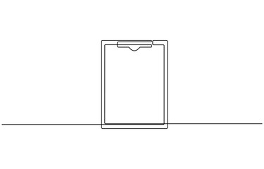 Clipboard with checklist icon continuous one line drawing of outline vector illustration, Single line art of check mark, Clipboard with checklist. Continuous line one drawing.