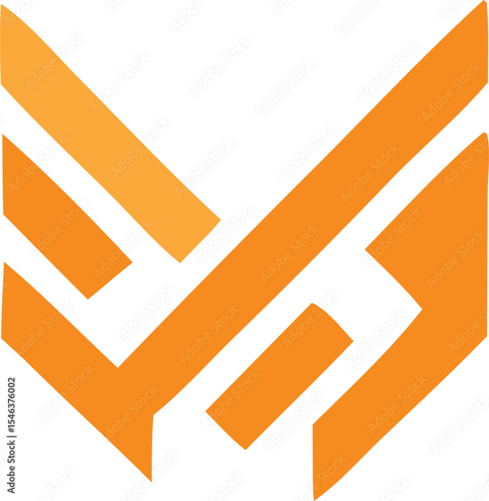 Aufkleber abstract orange geometric design interlocking stripes and angular shapes