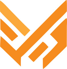 Abstract orange geometric design interlocking stripes and angular shapes