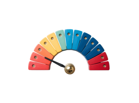 Colorful wooden gauge meter indicator measurement scale, Isolated On White, Png Transparent