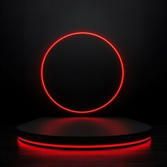 Red Spotlight on Black Podium