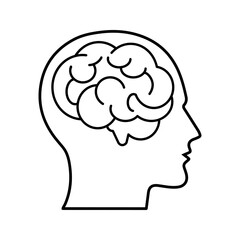 head,brain icon white on background