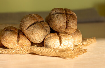 Healthy Breads on Burlap Fabric