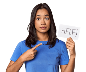 Young filipino woman requesting help