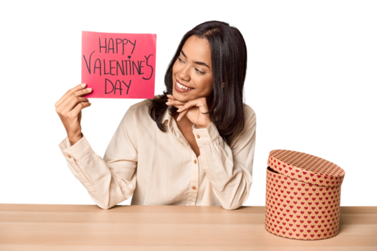 Filipino woman with Valentine's message, love theme