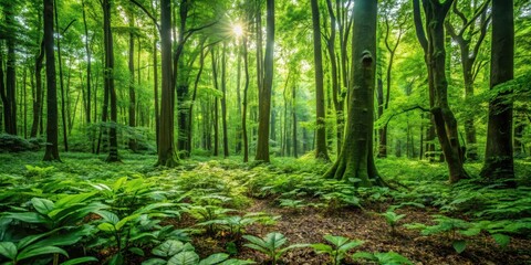 Obraz premium Dense foliage covering the forest floor