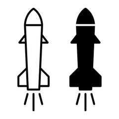 Fototapeta premium Ballistic missile rocket icon set with simple and modern design