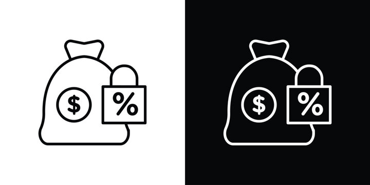 Fixed deposit icon in black. flat graphic vector icon