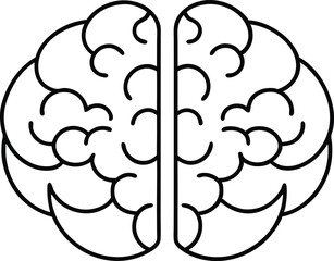 Minimalist Brain Illustration A Simple Black and White Outline Depicting Human Intelligence Thought Process and Cognitive Functionality in