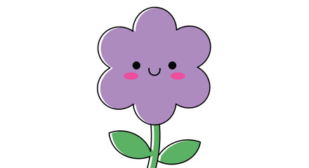 A Little Lovely Animated Flower Waving Happily With Blushy Cheeks And Green Leaves