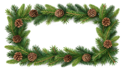 fir branches and pinecones arranged in garland. ai generated