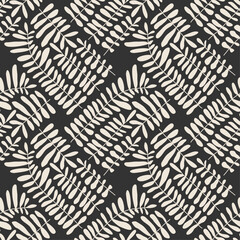 Trendy minimalist seamless botanical pattern with abstract creative hand drawn composition