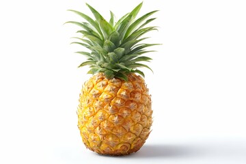 Fototapeta premium Bright pineapple with spiky crown, showing off its juicy, textured flesh.