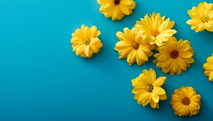 yellow flowers on blue background