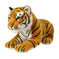 Obraz premium Plush Tiger Toy – Striped Fur Detail – White Background PNG