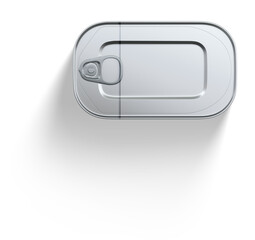 A top view of a silver can with a pull-tab, typically used for beverages or food storage.