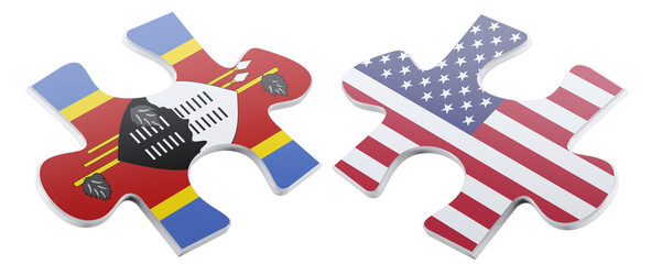 Eswatini and the USA are depicted as puzzle pieces, illustrating the concept of international...