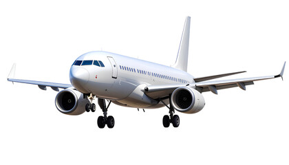 Obraz premium Commercial Jet Airliner Wide-Body Aircraft Flying, Isolated Transparent Background PNG